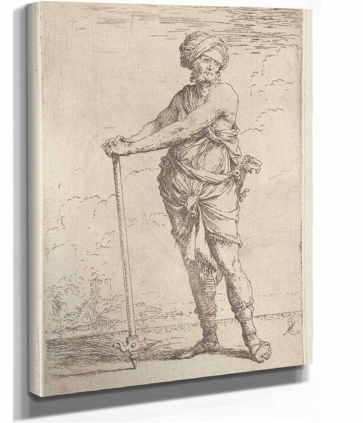 Soldier Standing Holding A Pike With Both Hands  by Salvator Rosa