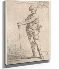Soldier Standing Holding A Pike With Both Hands  by Salvator Rosa