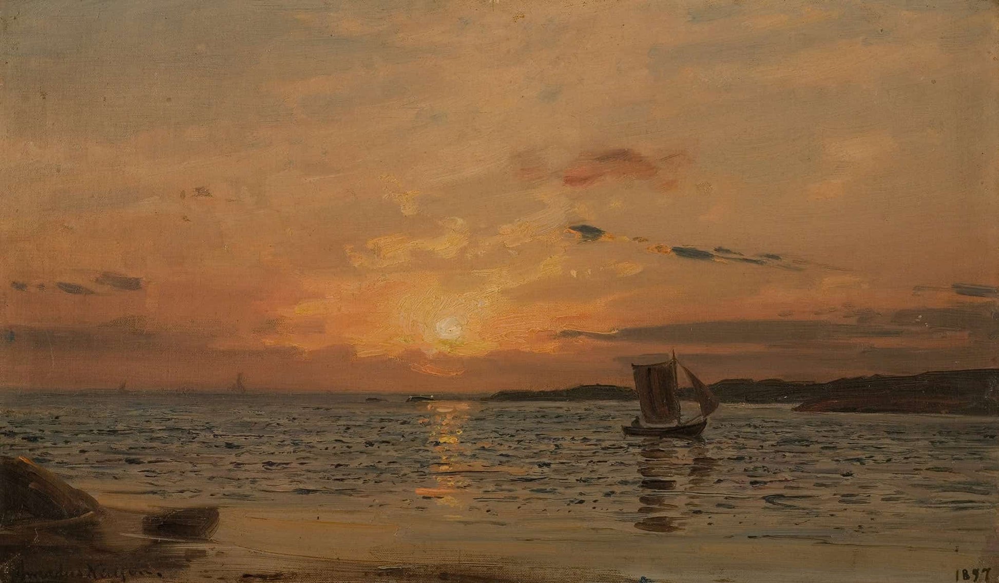 Solnedgang Hvaler by Amaldus Nielsen