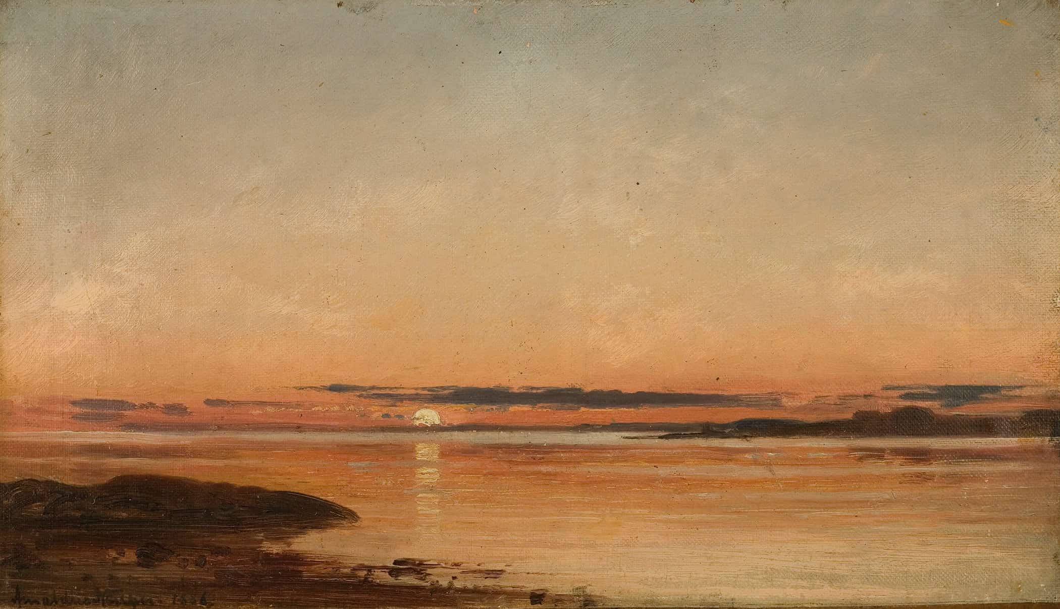 Solnedgang Ved Fredrikstad by Amaldus Nielsen