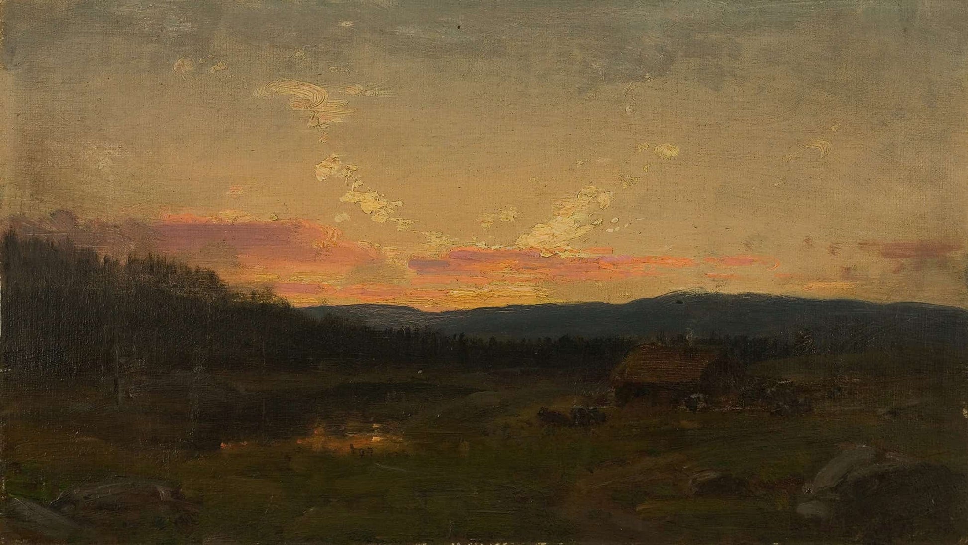 Solnedgang Ved Seteren by Amaldus Nielsen