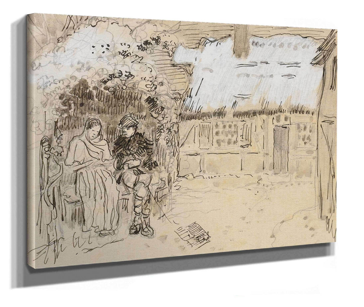 Sous La Tonnelle Study For Daphnis And Chloe by Camille Pissarro