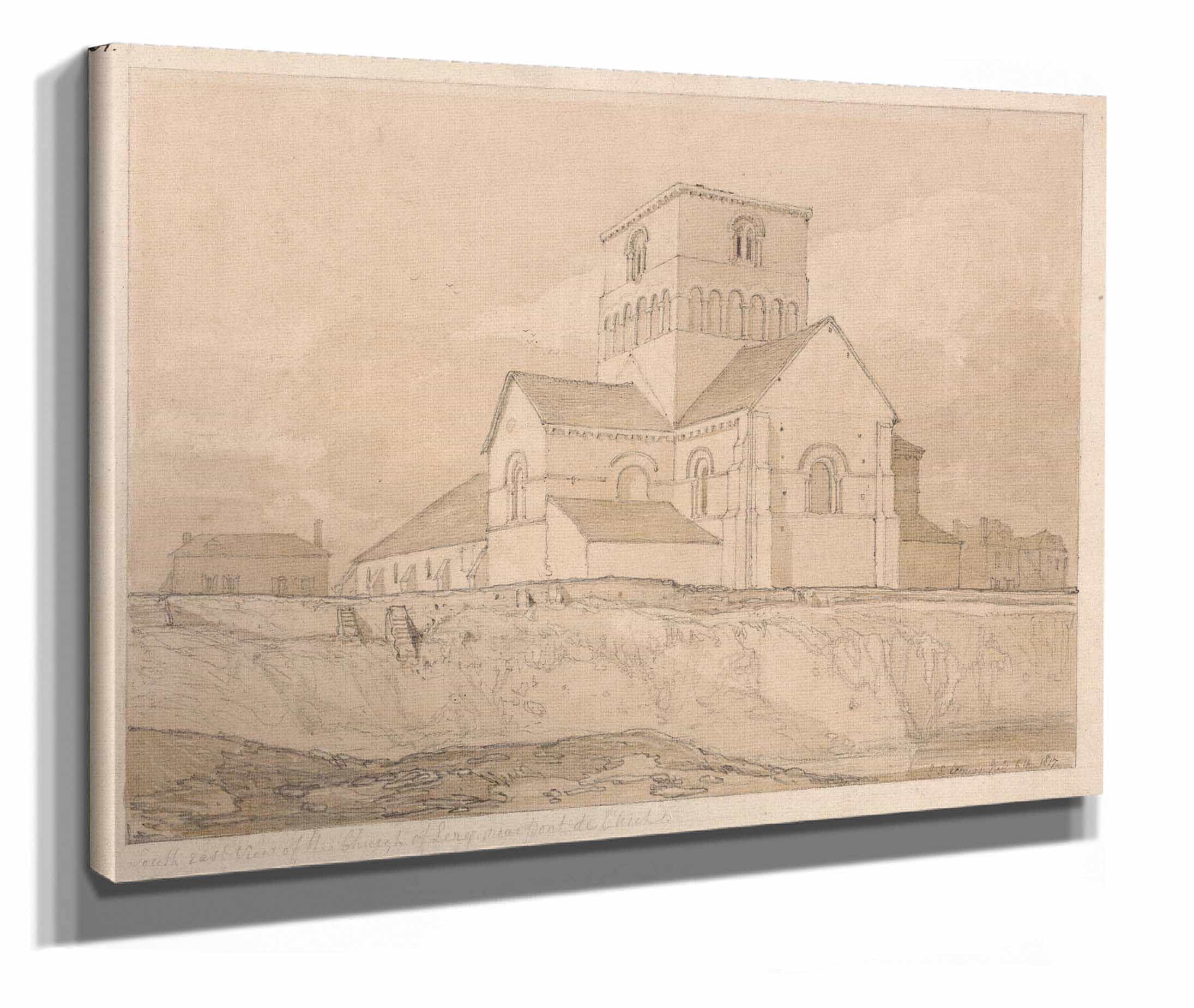South East View Of The Church Of Lery Near Pont De Larche Normandy by John Sell Cotman