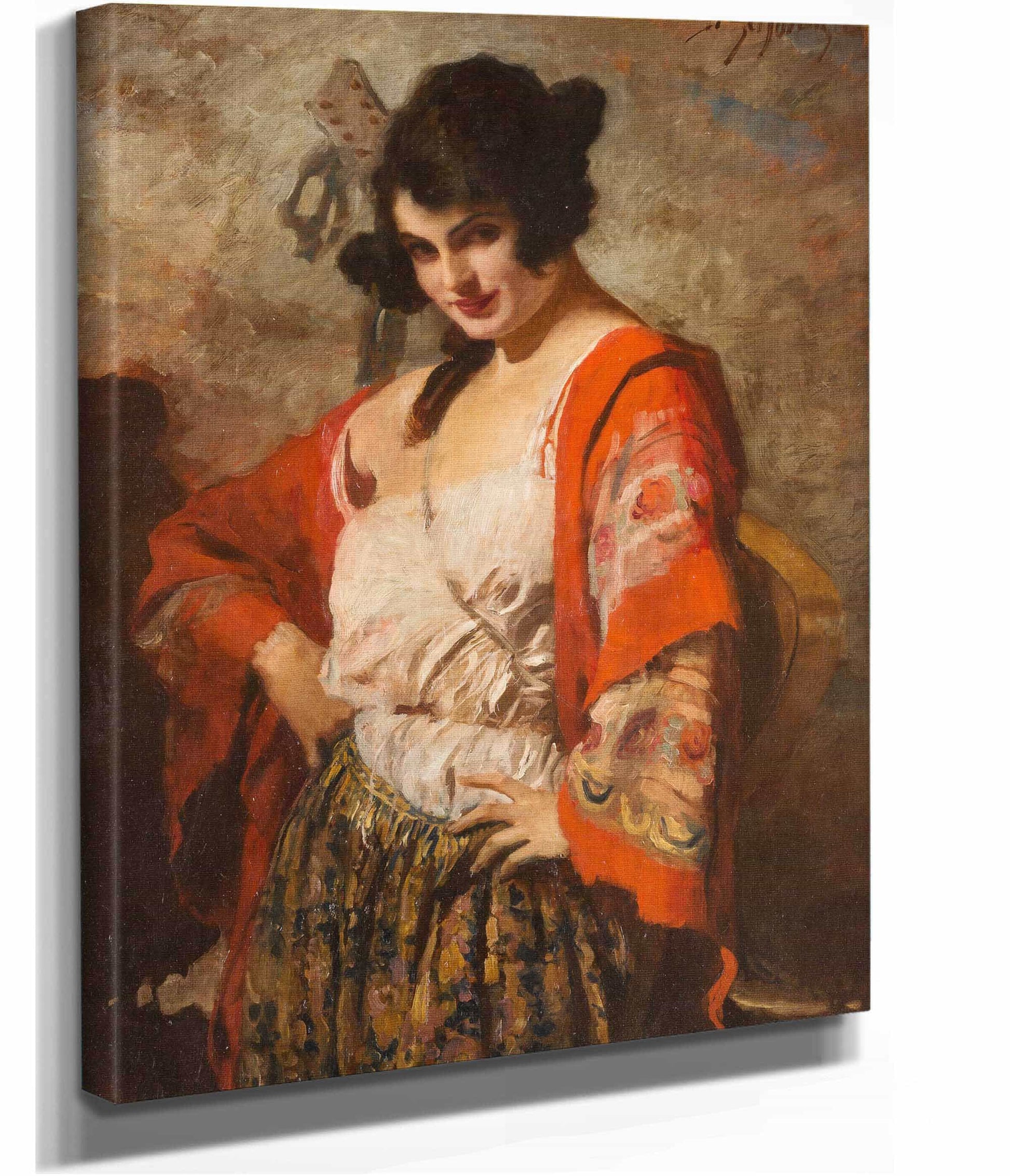 Spanish Beauty With Guitar by Leopold Schmutzler