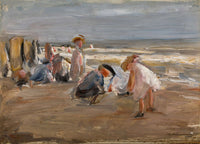 Spielende Kinder Am Strand Children Playing On The Beach by Max Liebermann