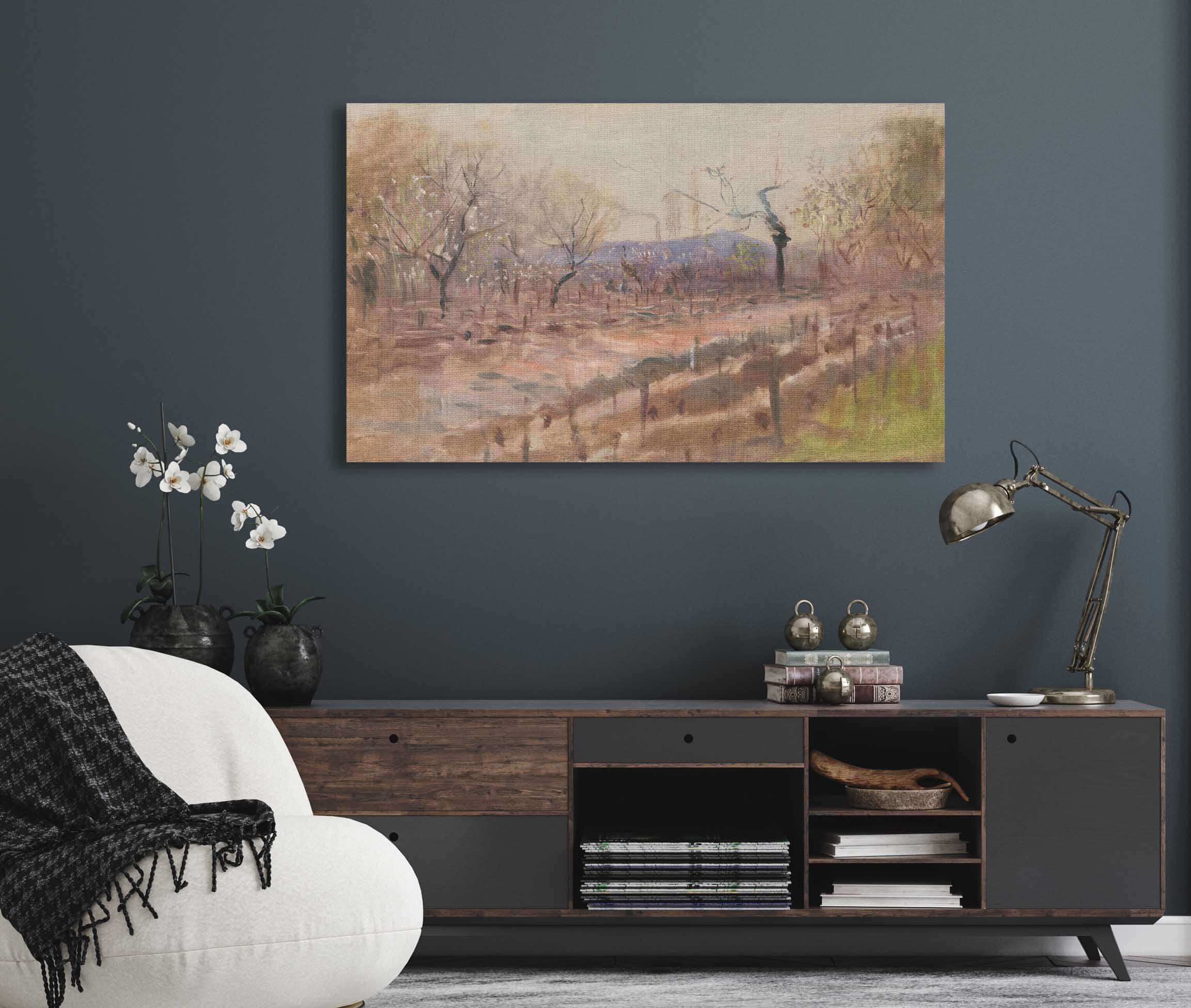 Spring Landscape Spring In An Orchard by Ladislav Mednyanszky