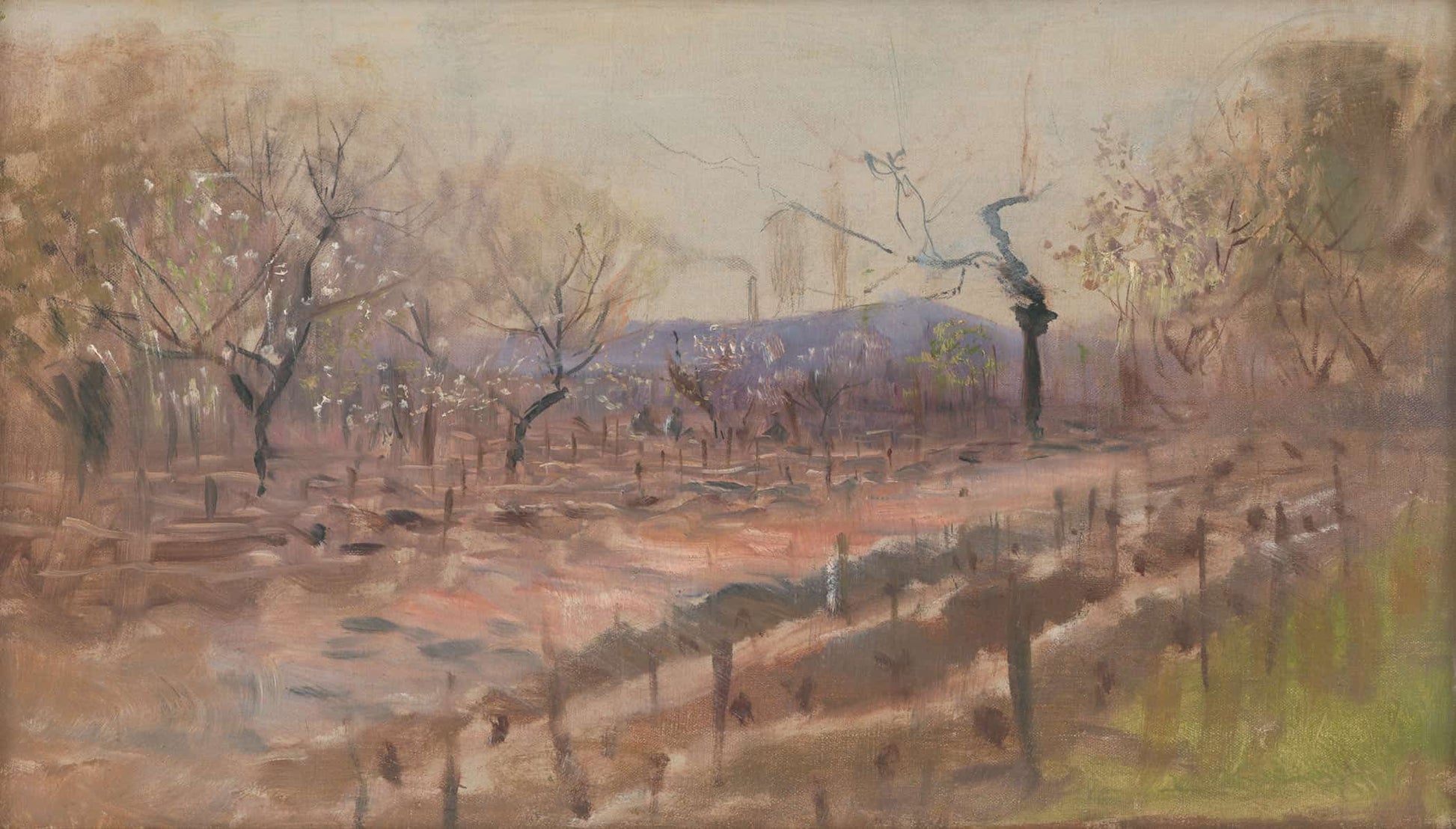 Spring Landscape Spring In An Orchard by Ladislav Mednyanszky