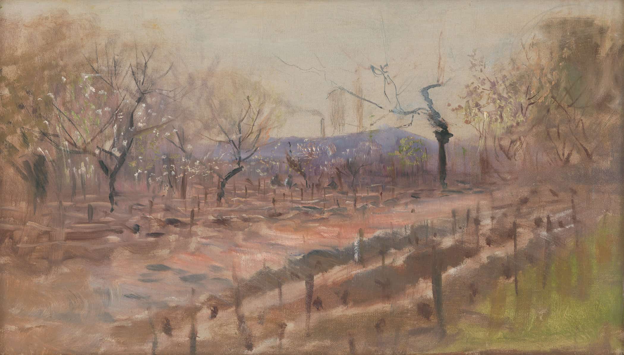 Spring Landscape Spring In An Orchard by Ladislav Mednyanszky