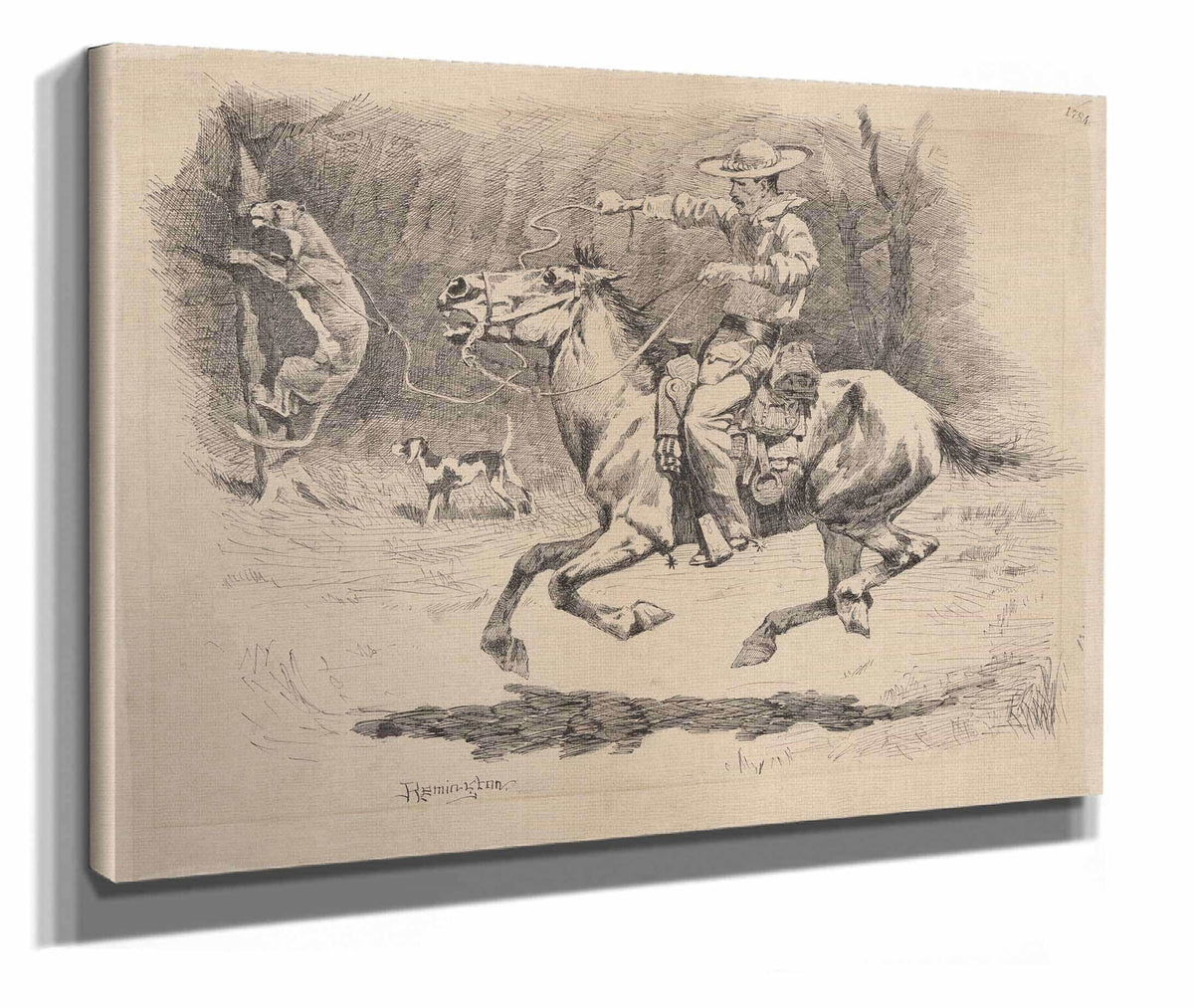 Spurring His Horse In Pursuit by Frederic Remington