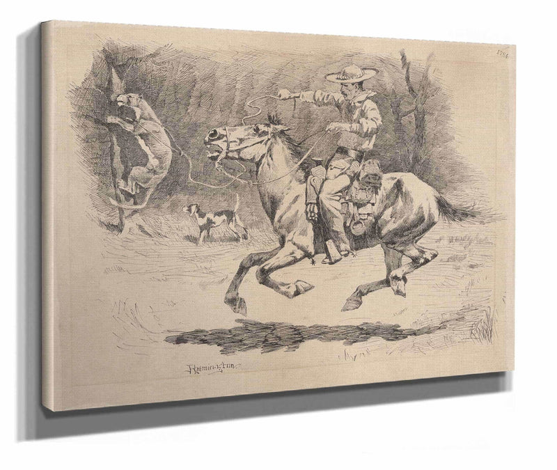 Spurring His Horse In Pursuit by Frederic Remington