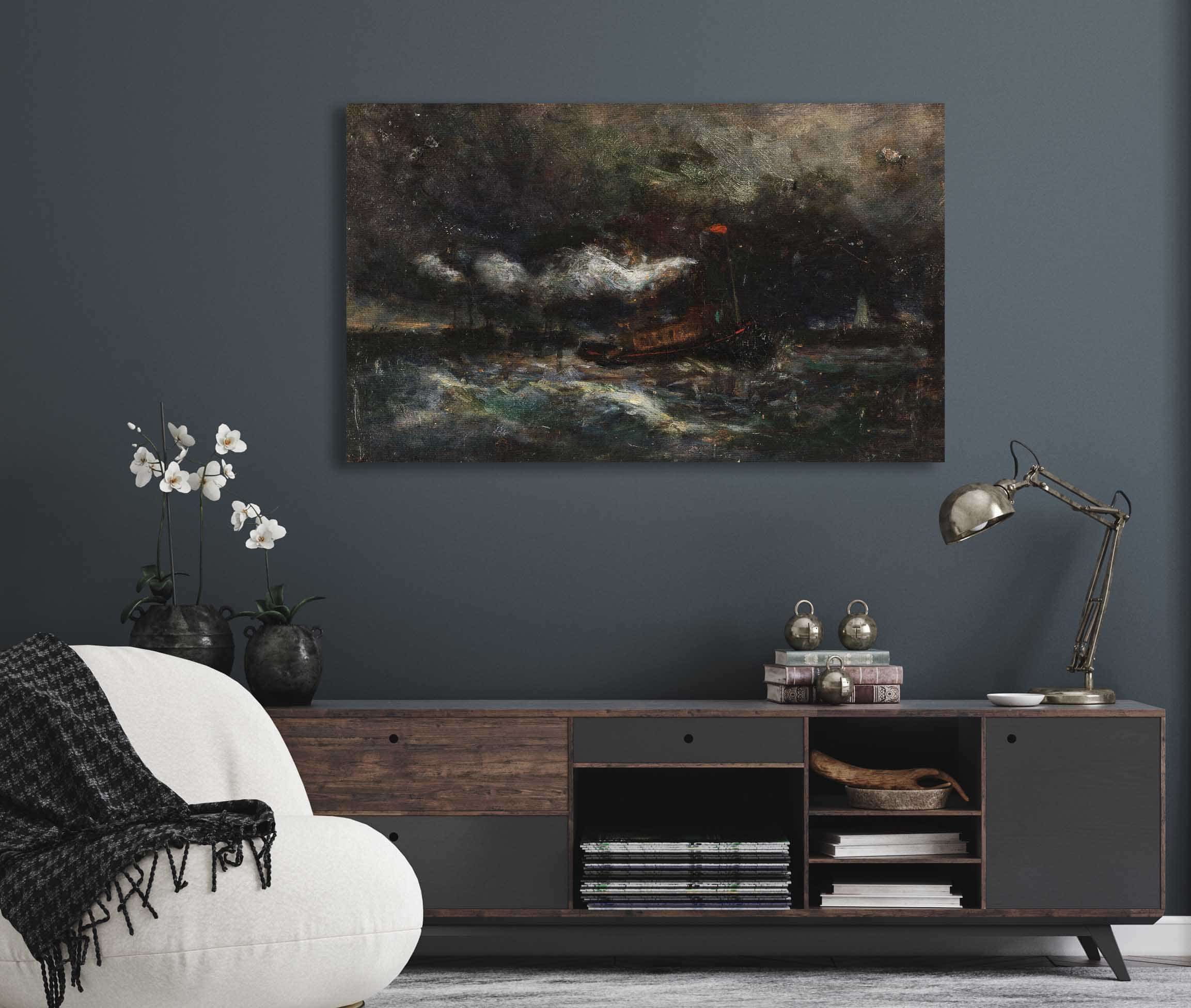 Squall Brenton Light Boat In Storm by Edward Mitchell Bannister