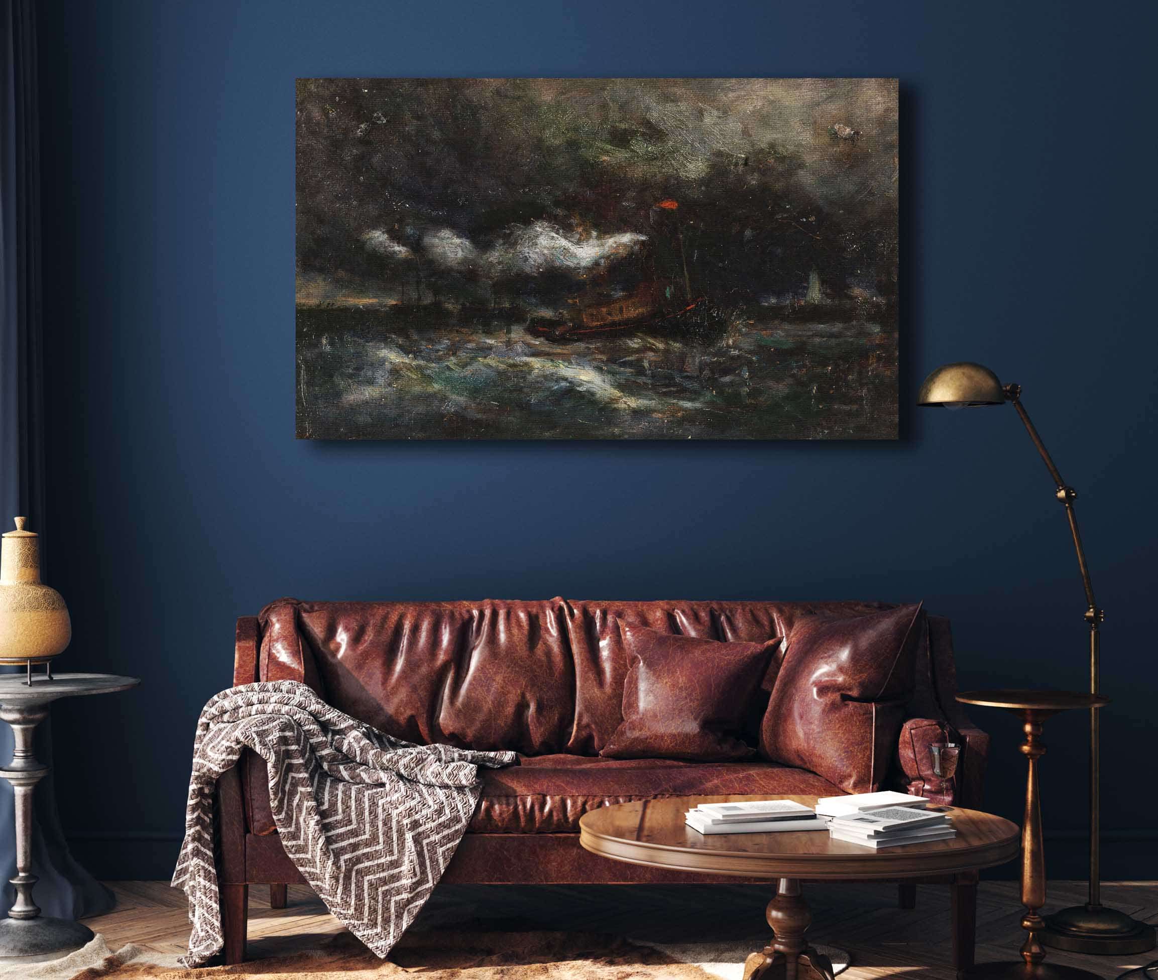 Squall Brenton Light Boat In Storm by Edward Mitchell Bannister