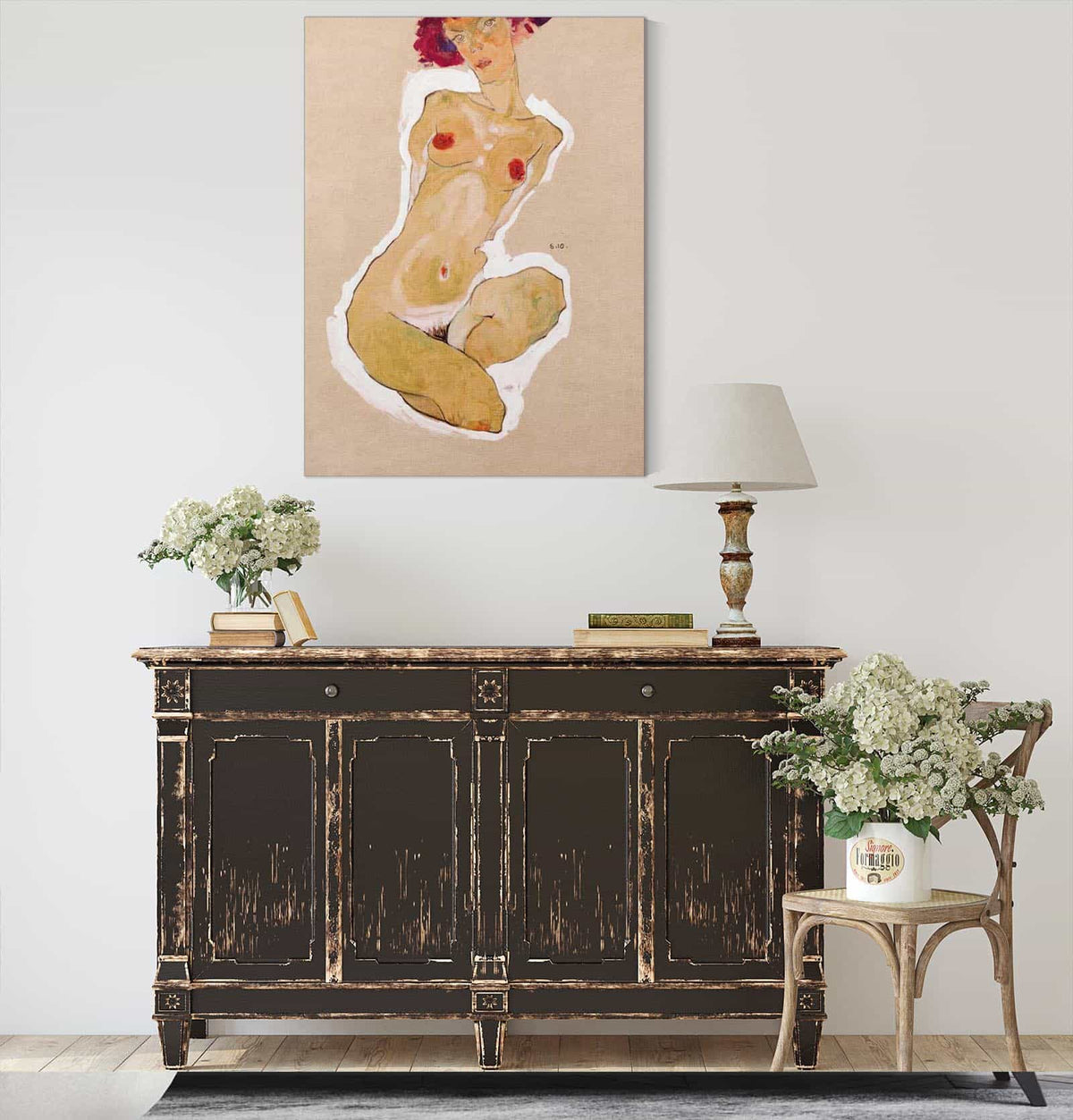 Squatting Female Nude by Egon Schiele