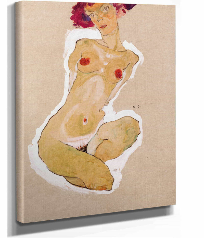 Squatting Female Nude by Egon Schiele