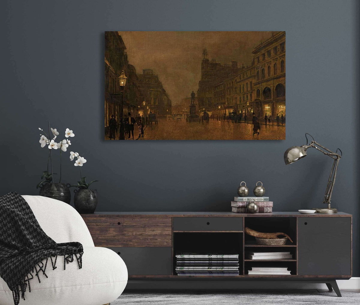 St Annes Square And Exchange Manchester by John Atkinson Grimshaw