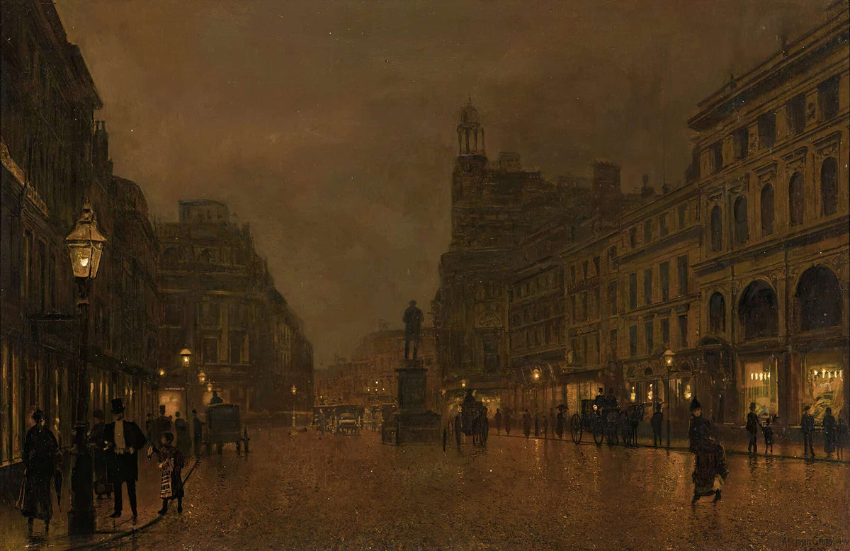 St Annes Square And Exchange Manchester by John Atkinson Grimshaw