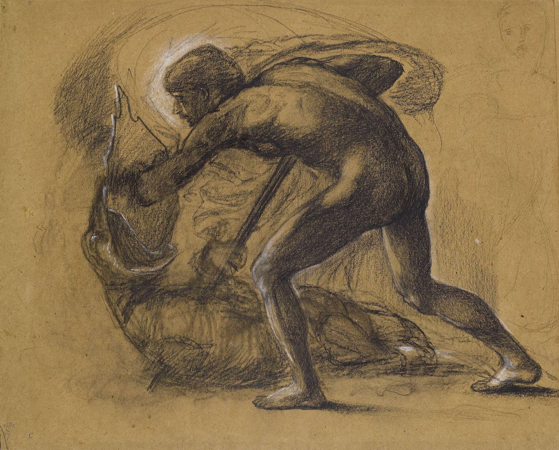 St George Series Male Nude Study For St George Slaying The Dragon by Sir Edward Coley Burne Jones