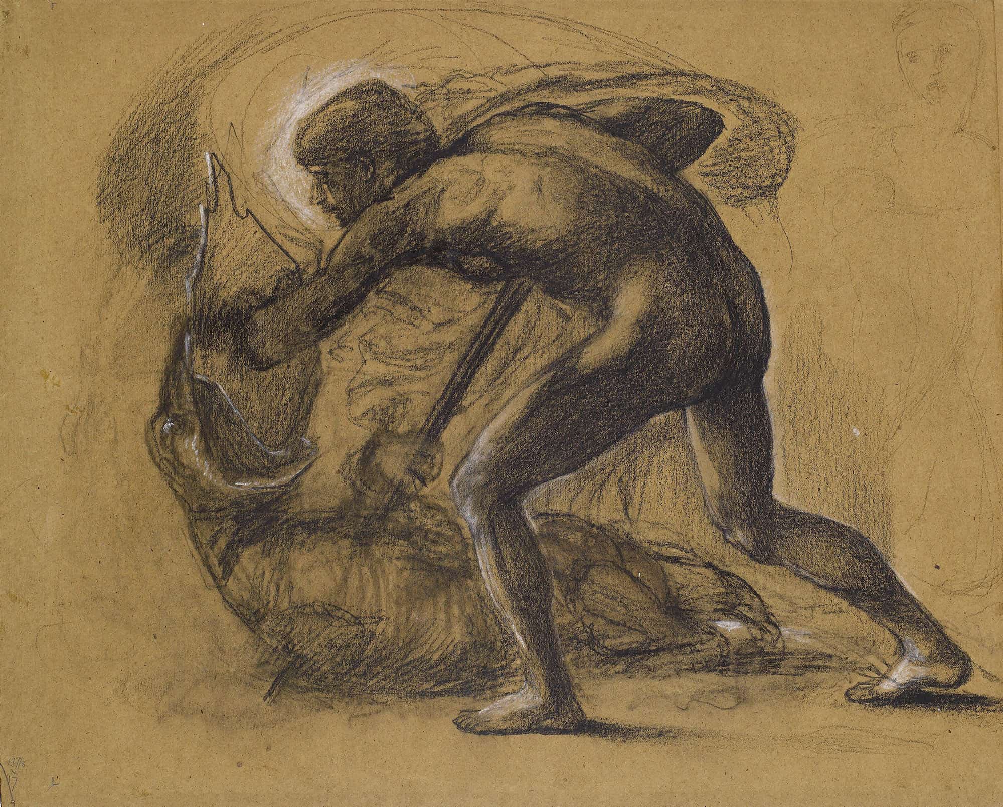 St George Series Male Nude Study For St George Slaying The Dragon by Sir Edward Coley Burne Jones