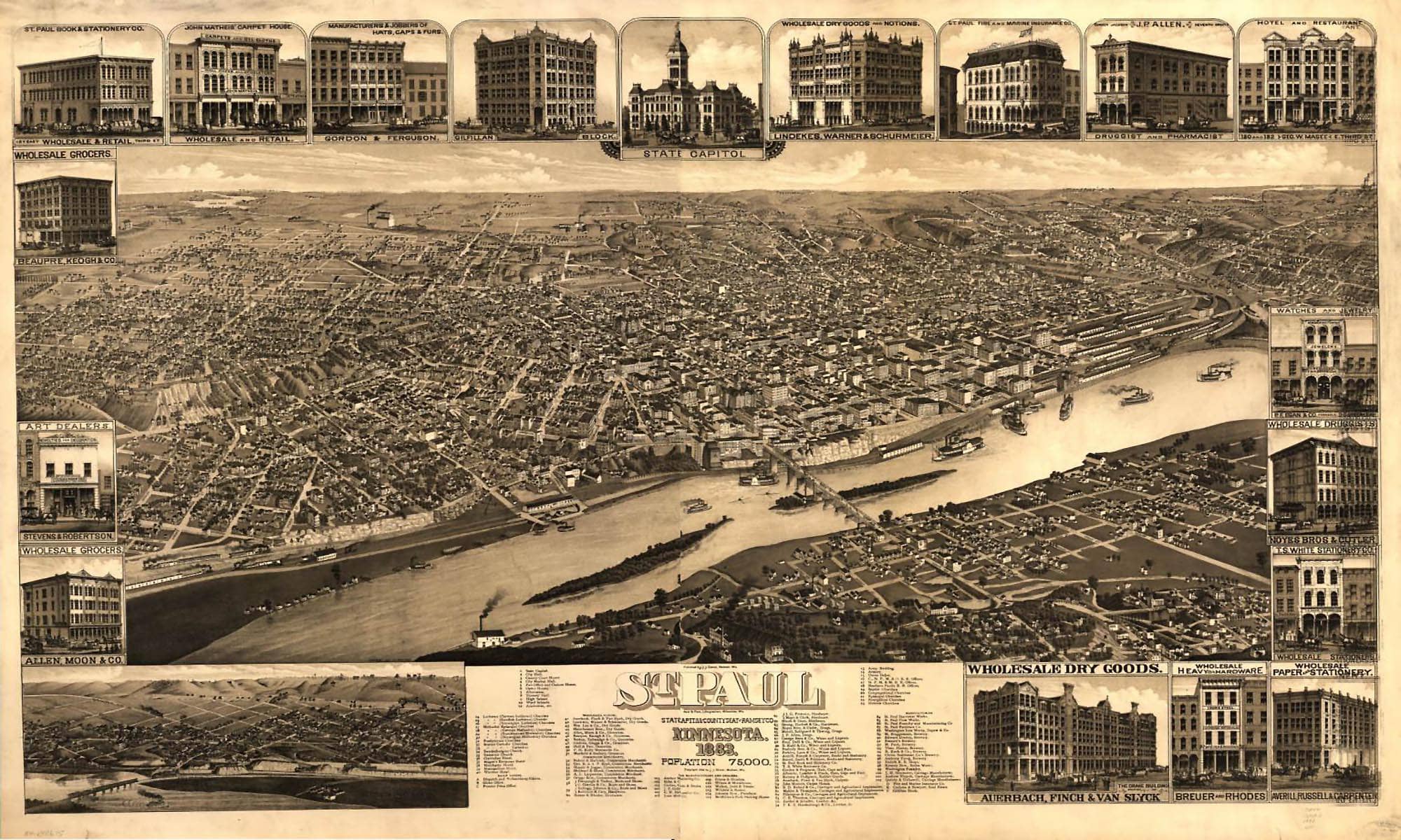 St Paul Minnesota 1883  State Capital And County Seat Of Ramsey Co  State Of Minnesota