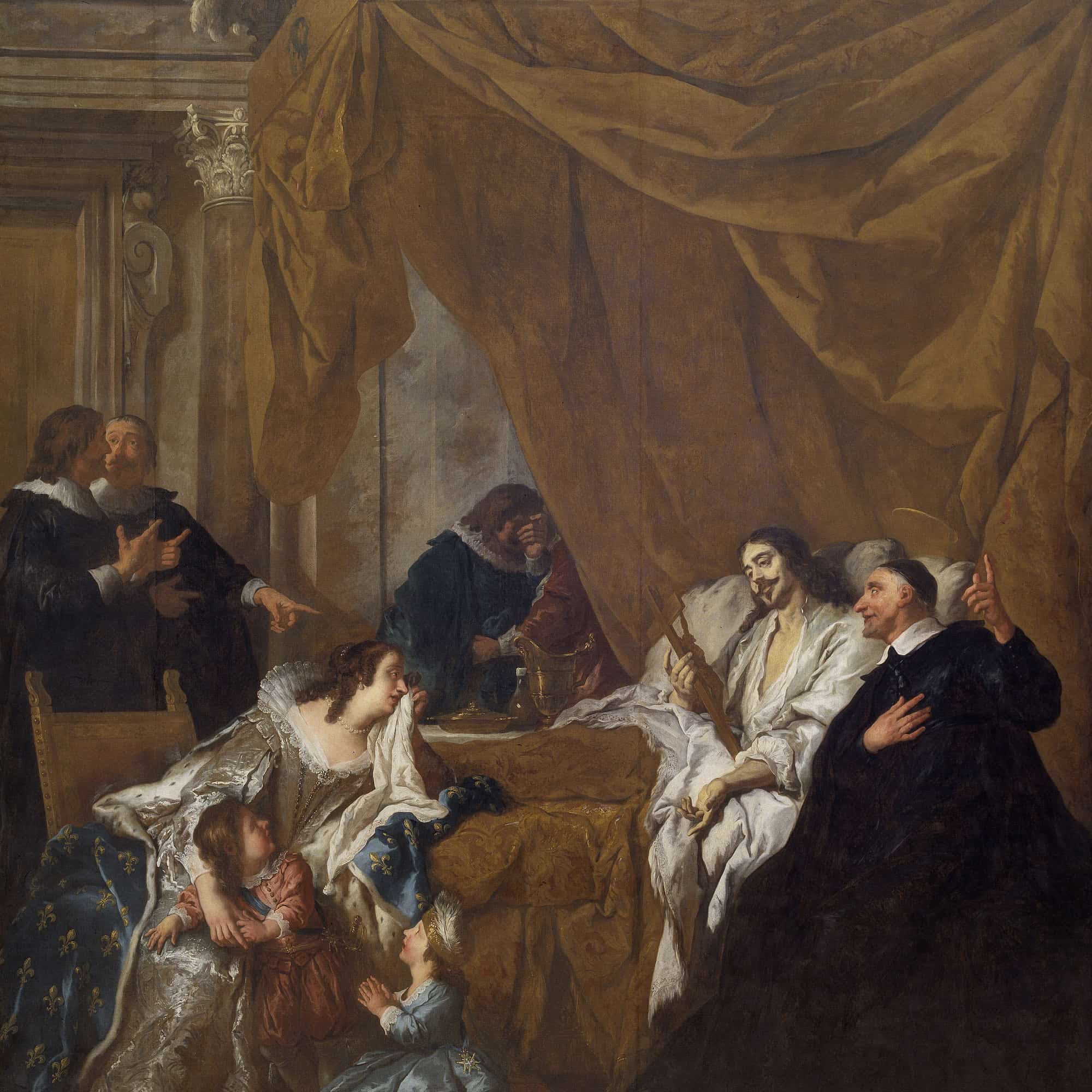 St Vincent De Paul At The Deathbed Of Louis Xiii  by Jean Francois De Troy