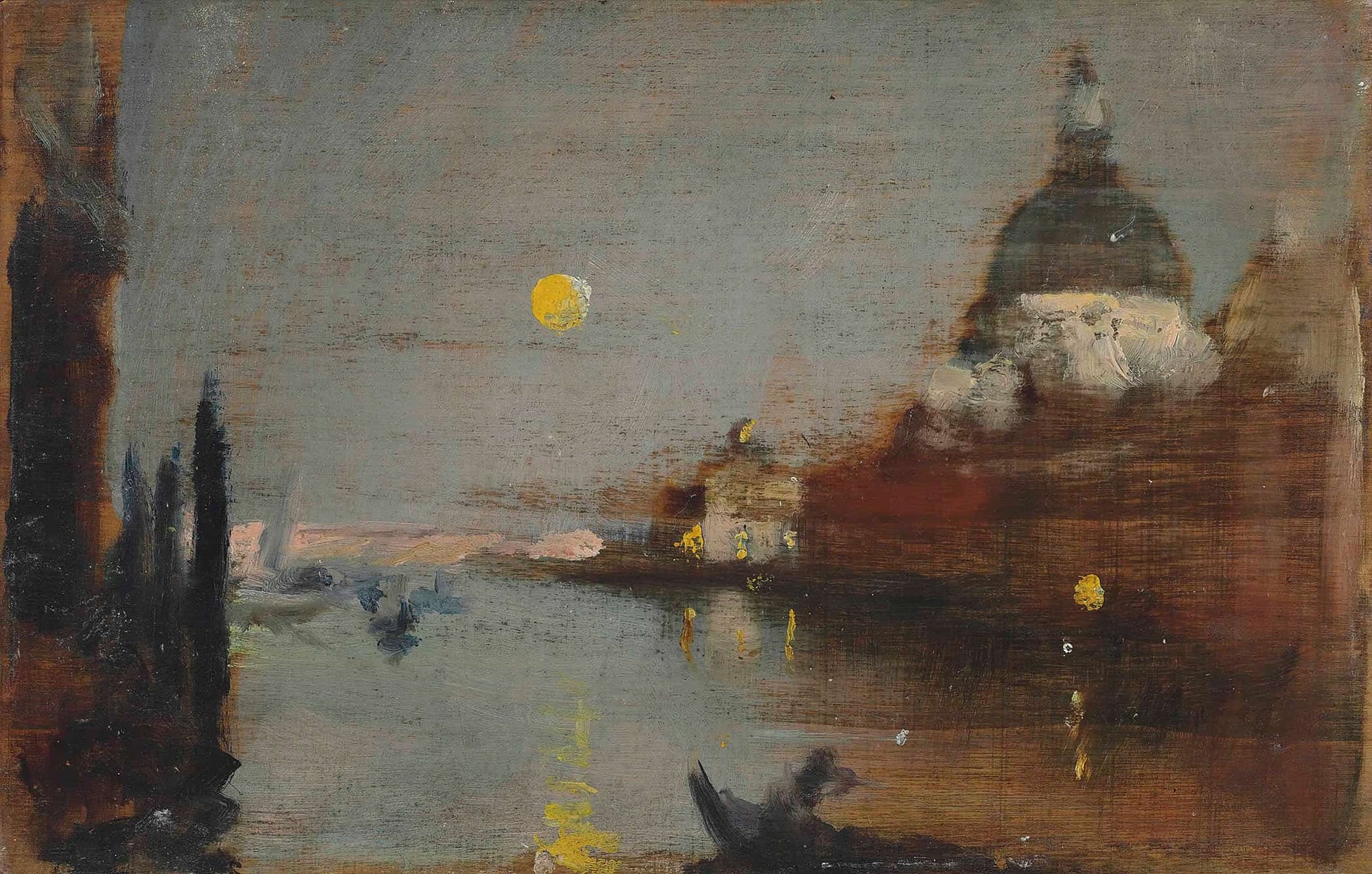 Sta Maria Della Salute From The Grand Canal With A Full Moon Venice by James Jebusa Shannon