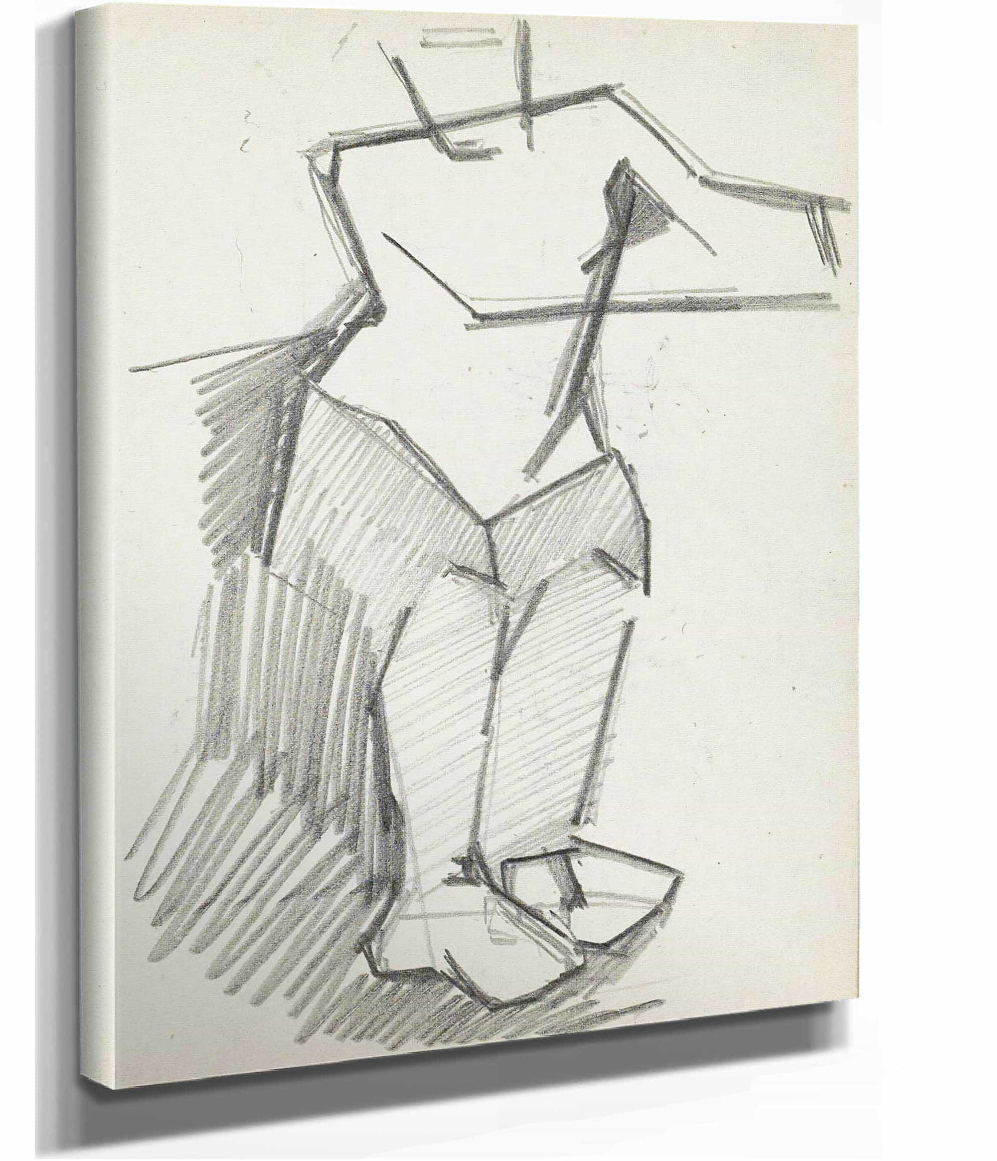 Staande Figuur Met Gebogen Knieen En Opgeheven Armen by Reijer Stolk