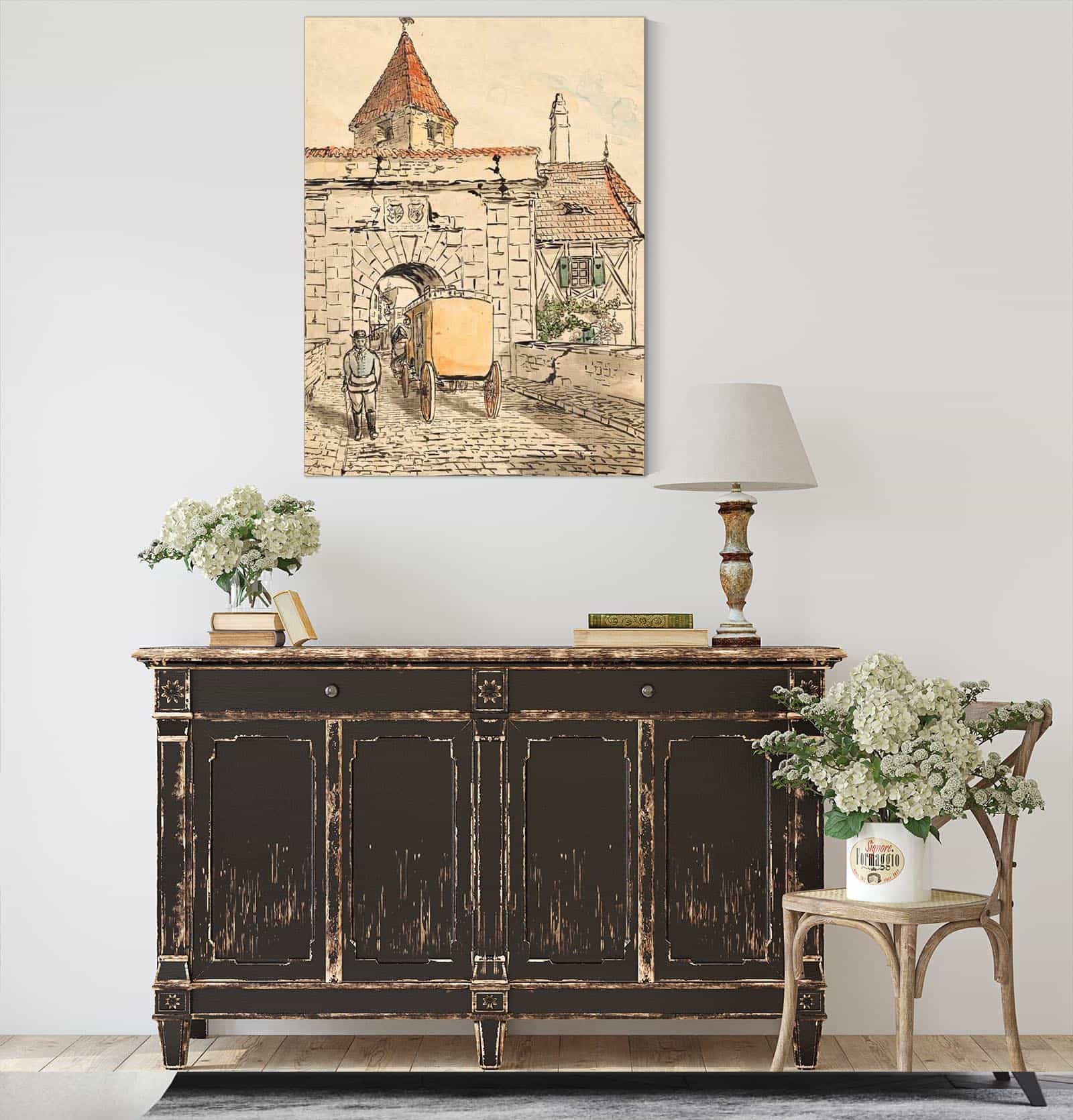 Stadttor Mit Kutsche Schulerarbeit by Egon Schiele
