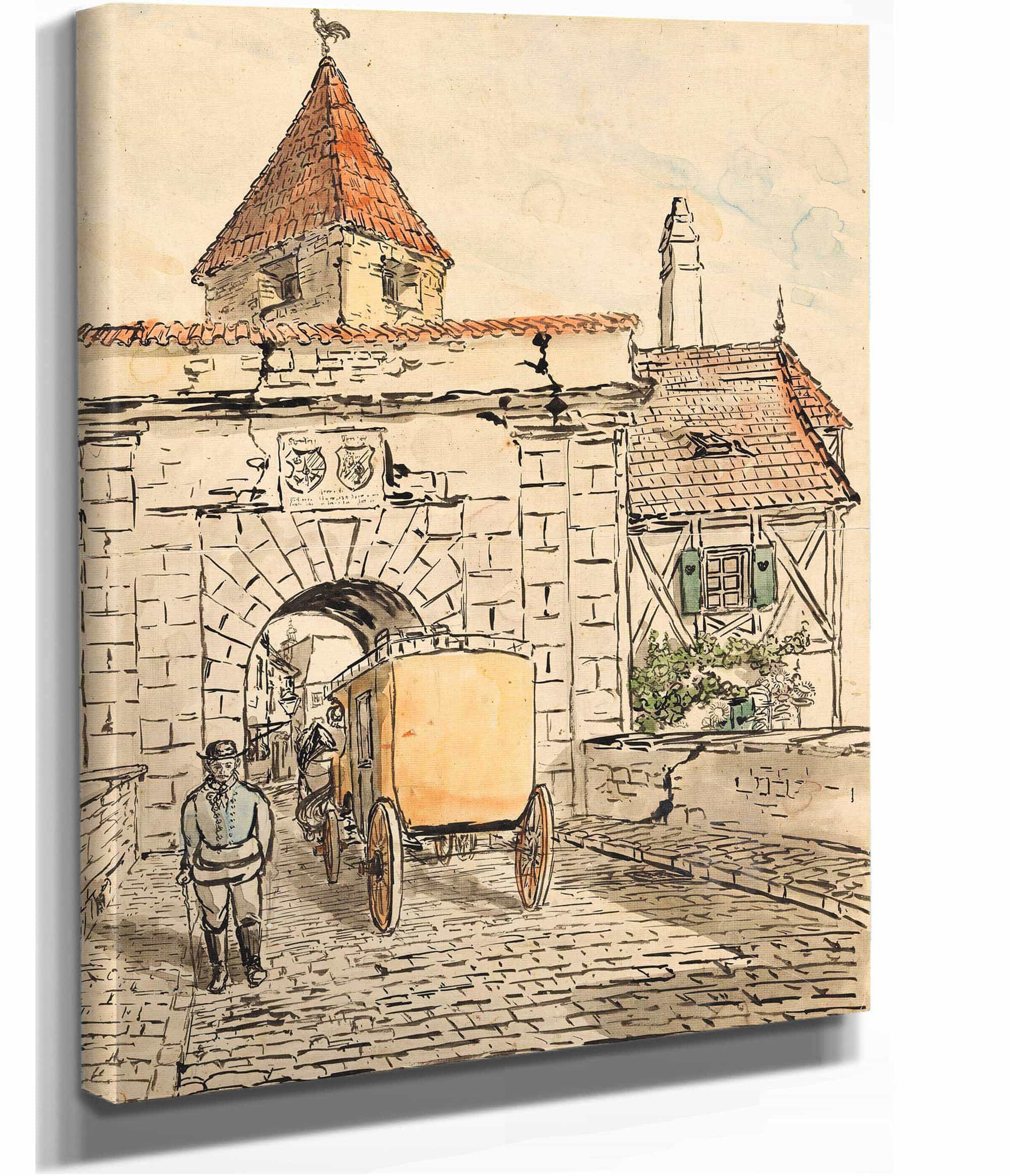 Stadttor Mit Kutsche Schulerarbeit by Egon Schiele