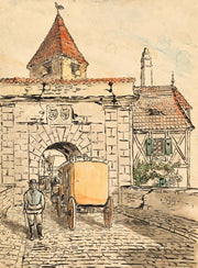Stadttor Mit Kutsche Schulerarbeit by Egon Schiele