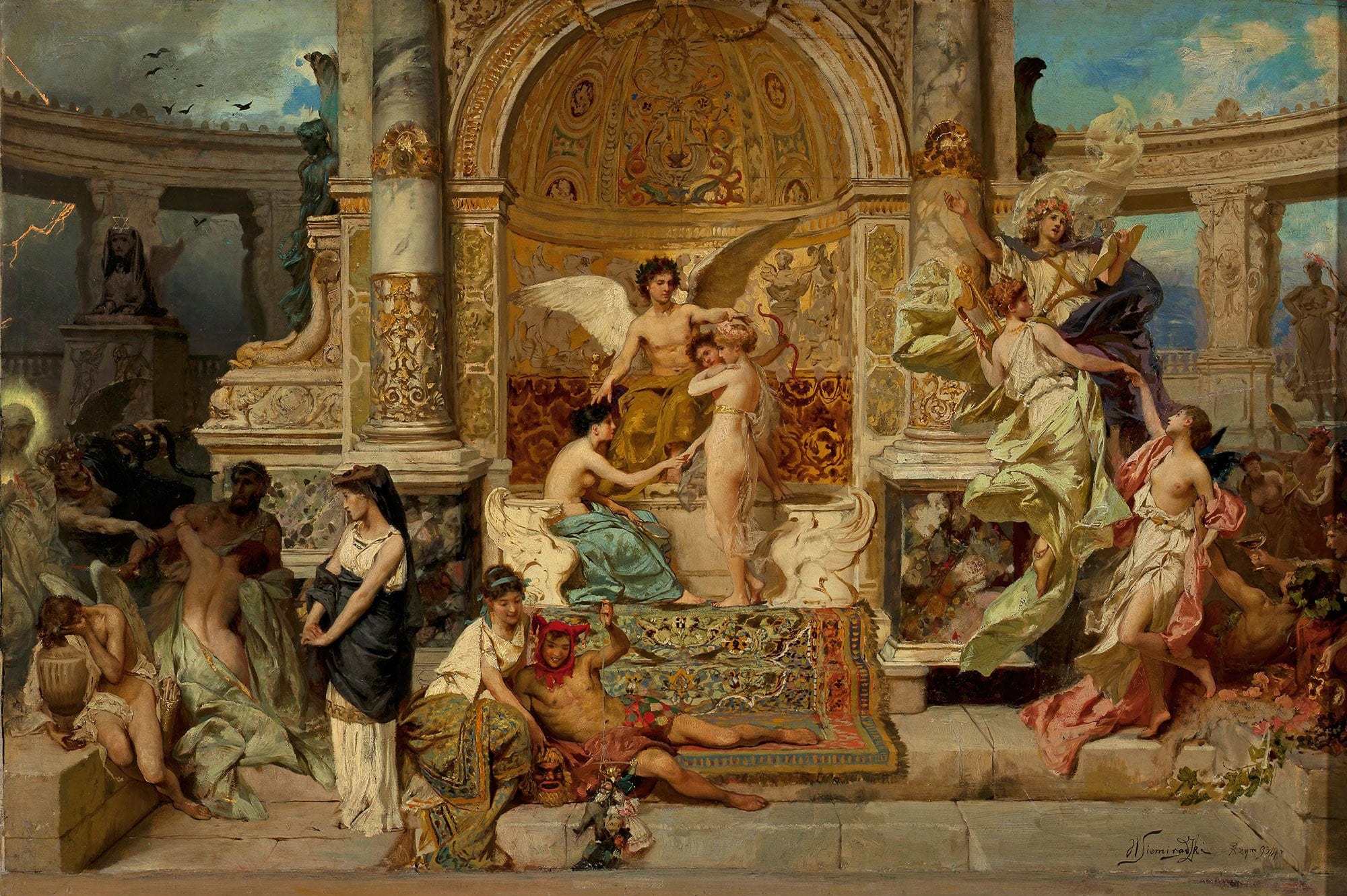 Stage Curtain In The Krakow Theatre Sketch by Henryk Siemiradzki