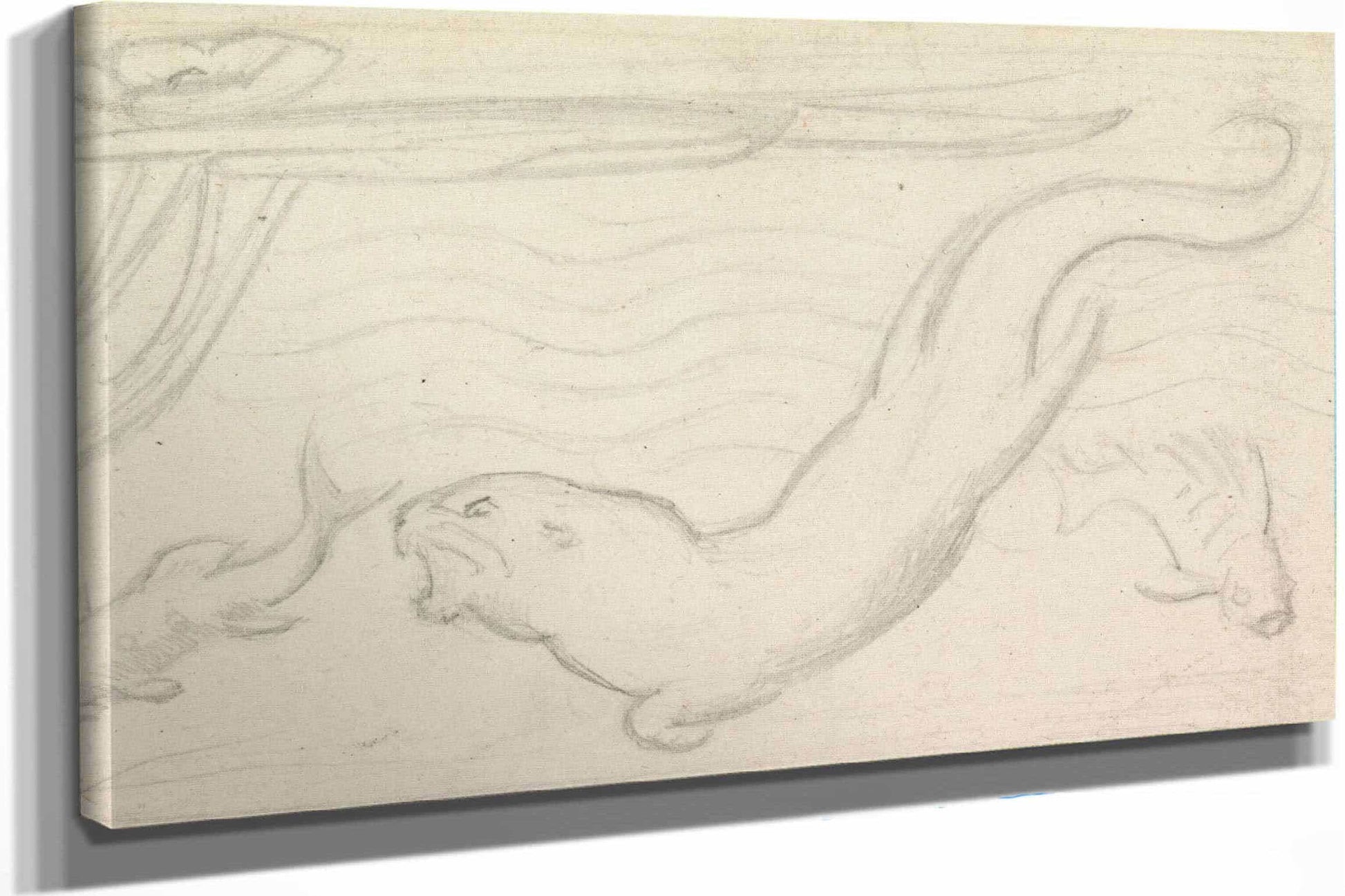Stained Glass Study An Otter And Two Fish by Sir John Everett Millais
