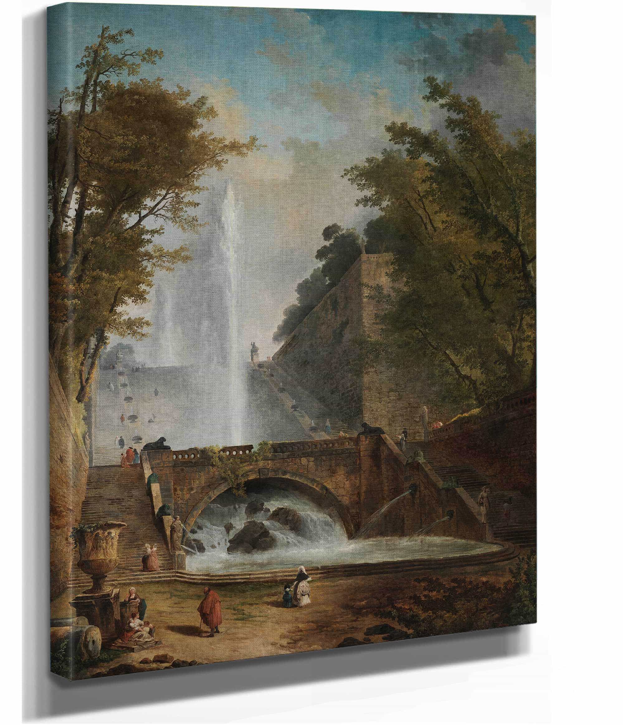 Stair And Fountain In The Park Of A Roman Villa by Hubert Robert