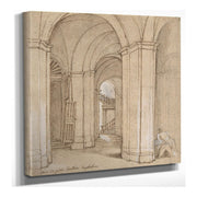Staircase In The Palazzo Barberini Palestrina Mid Th Century by Charles Joseph Natoire