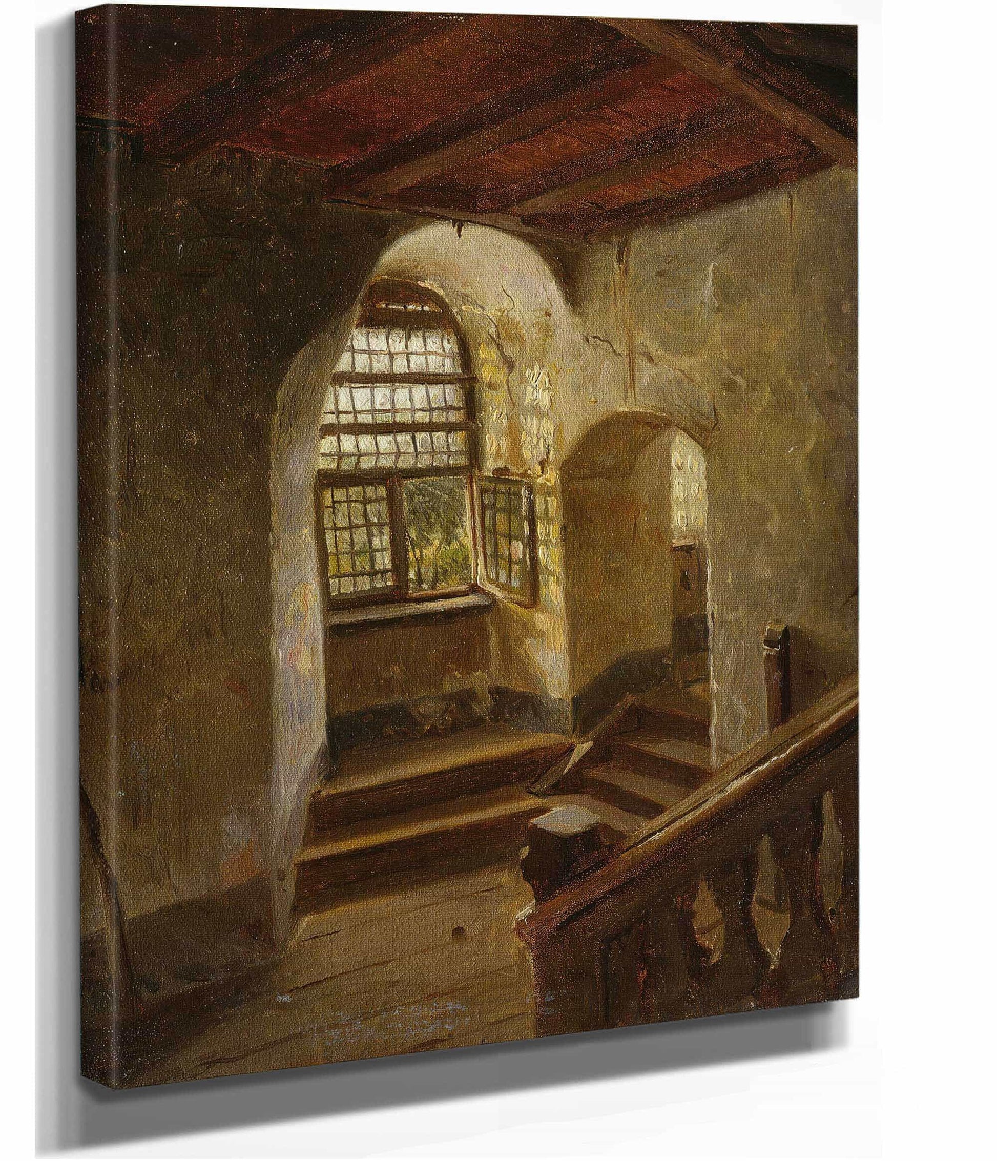 Stairway In A Castle By The Rhine by Adolph Tidemand