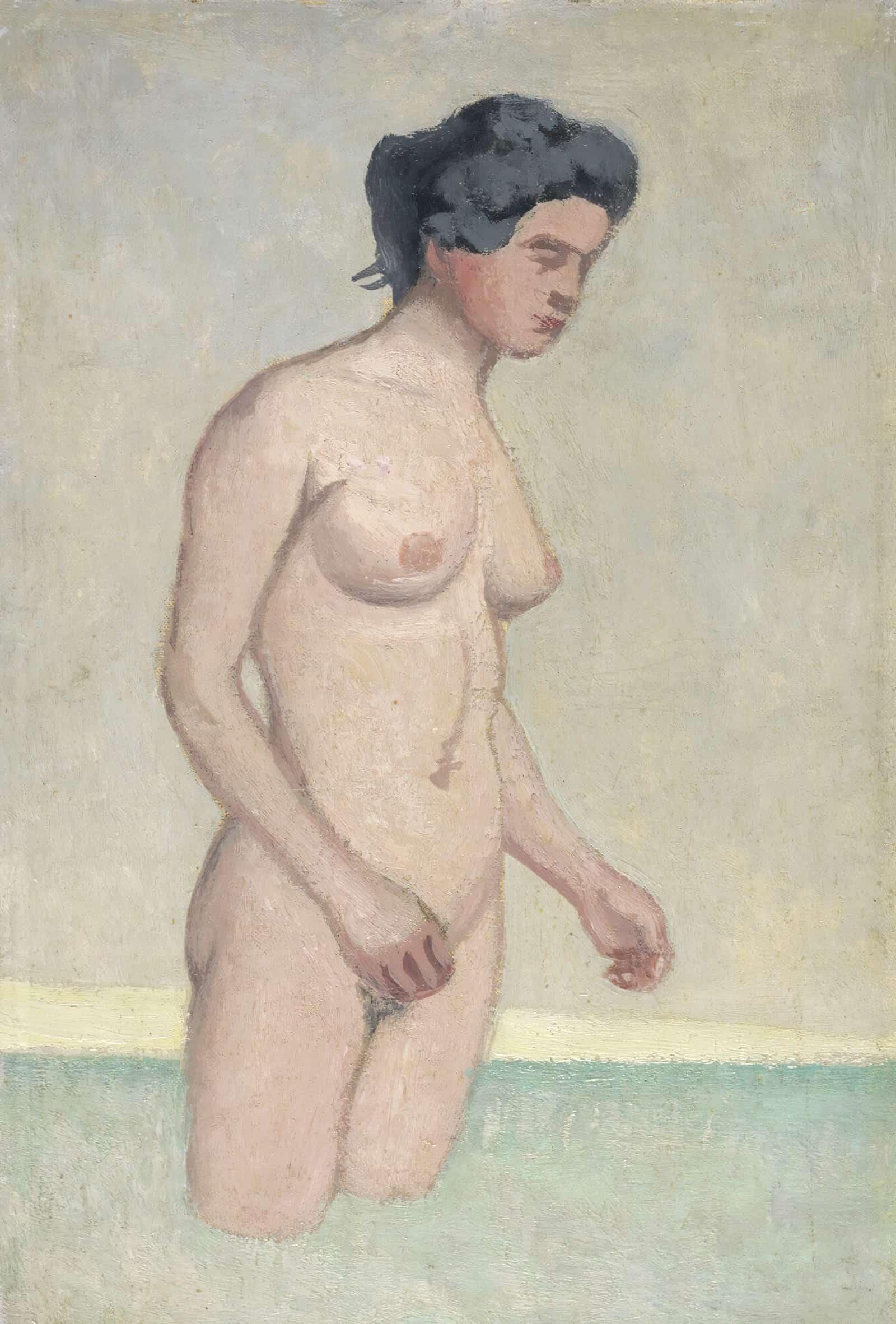 Standing Female Swimmer In Profile by Felix Vallotton