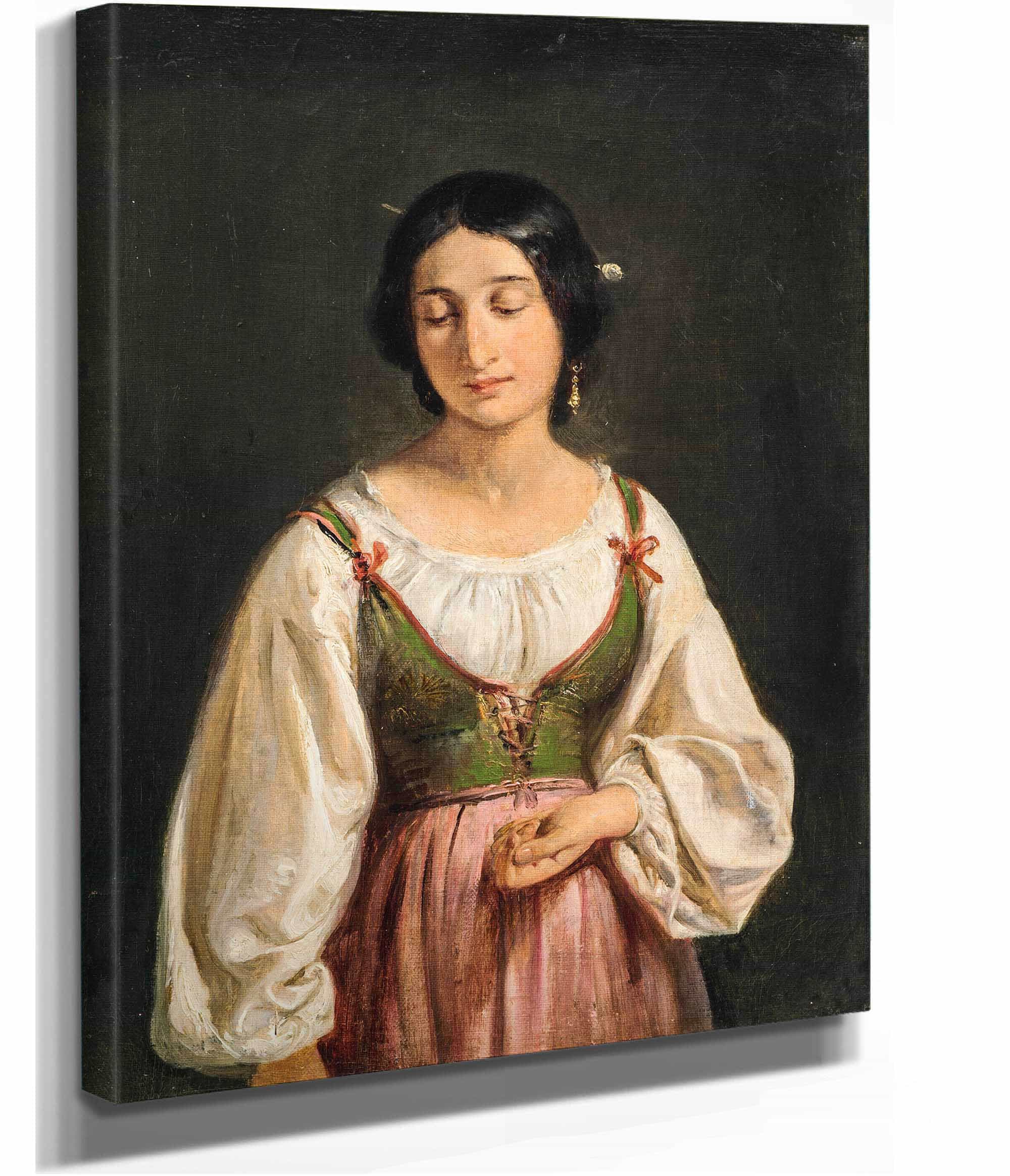 Standing Italian Woman Study For A Goatherd Selling Milk by Wilhelm Marstrand
