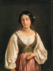 Standing Italian Woman Study For A Goatherd Selling Milk by Wilhelm Marstrand