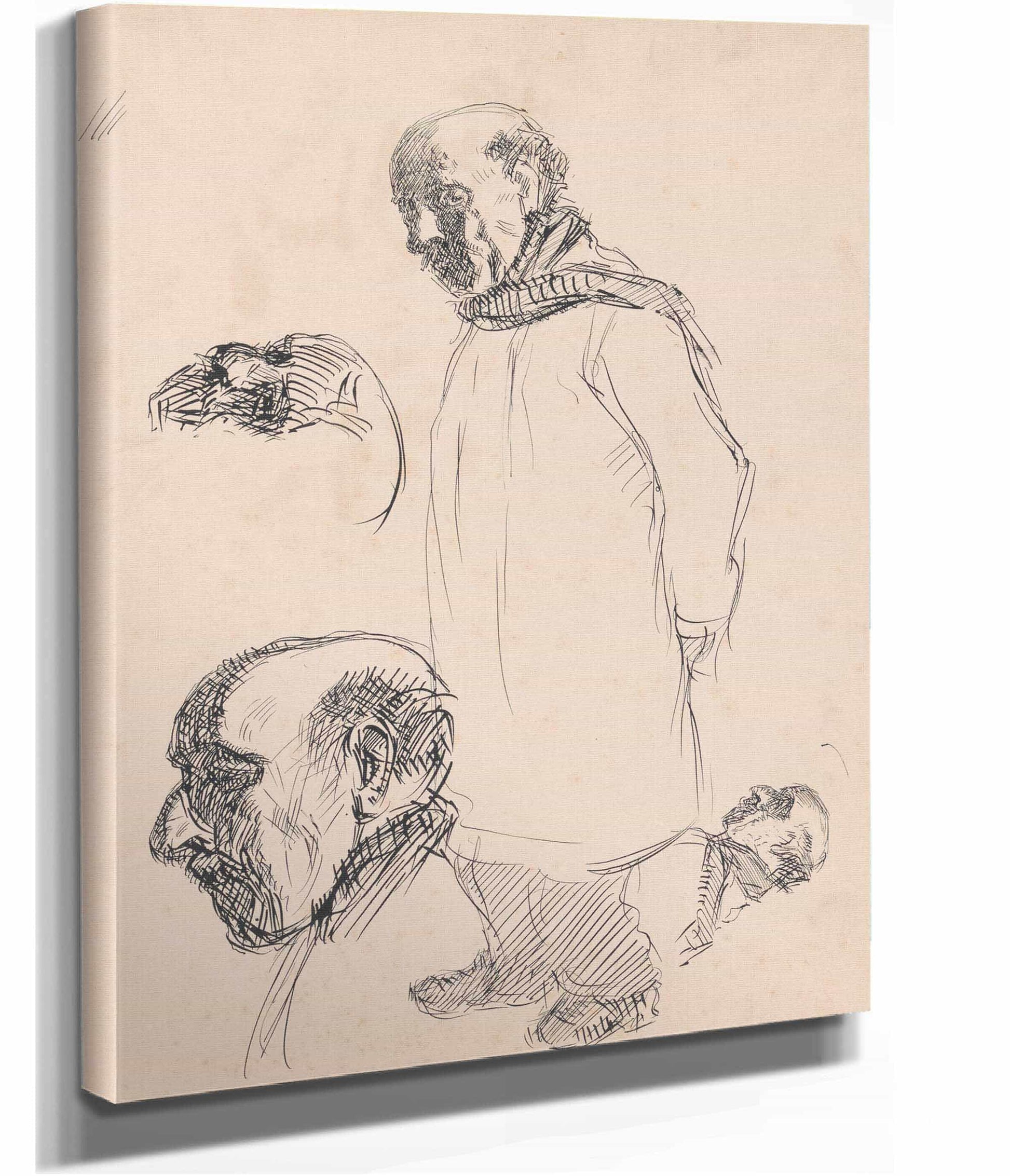 Standing Man And Two Heads by Jules Schmalzigaug