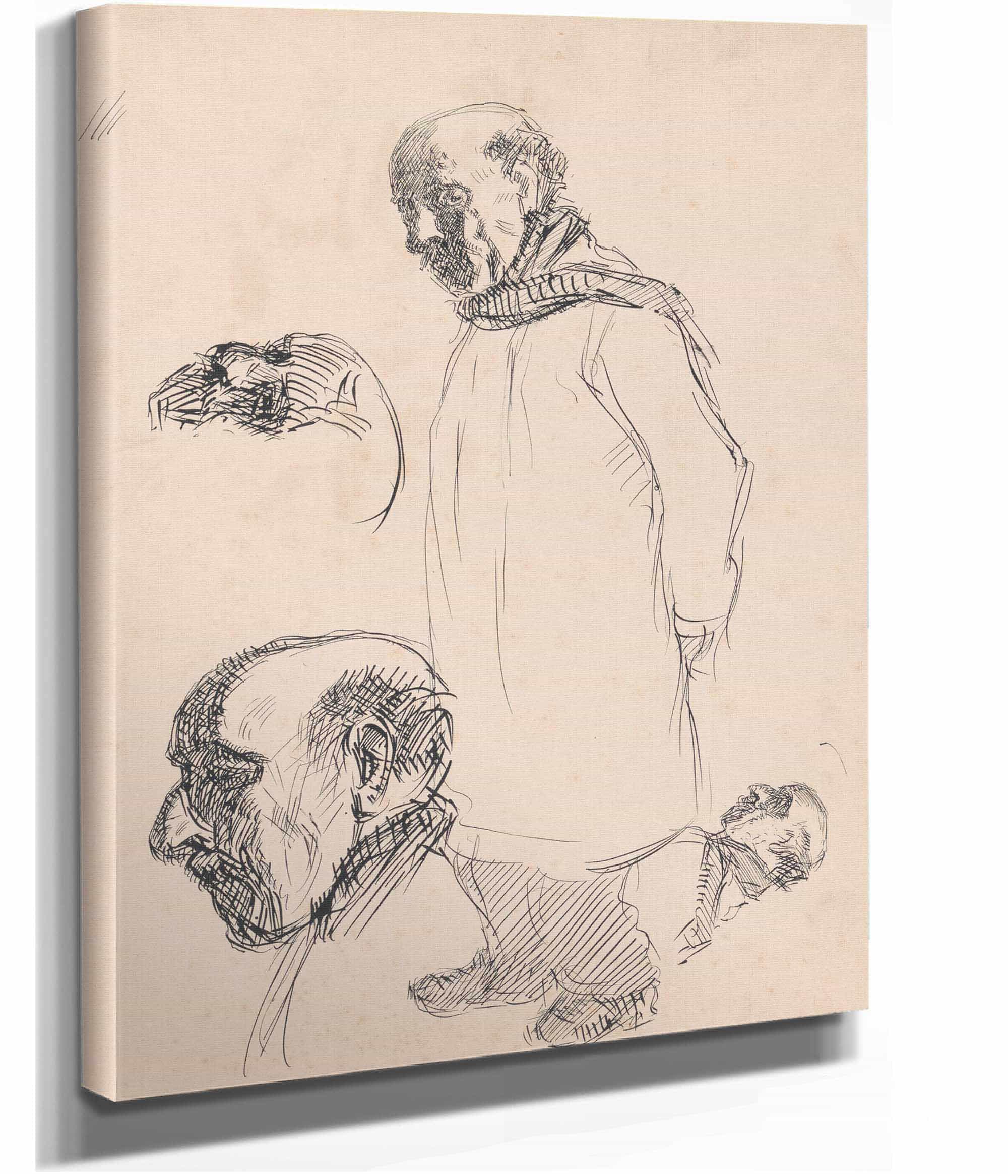 Standing Man And Two Heads by Jules Schmalzigaug