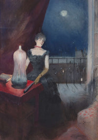 Standing Woman With A Fan Probably by Jean Louis Forain