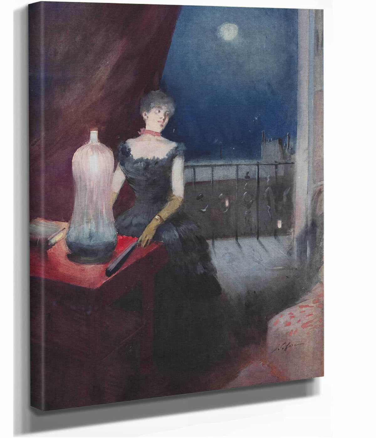 Standing Woman With A Fan Probably by Jean Louis Forain