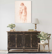 Standing Youth Seen From Behind Holding A Bowl   by Guercino