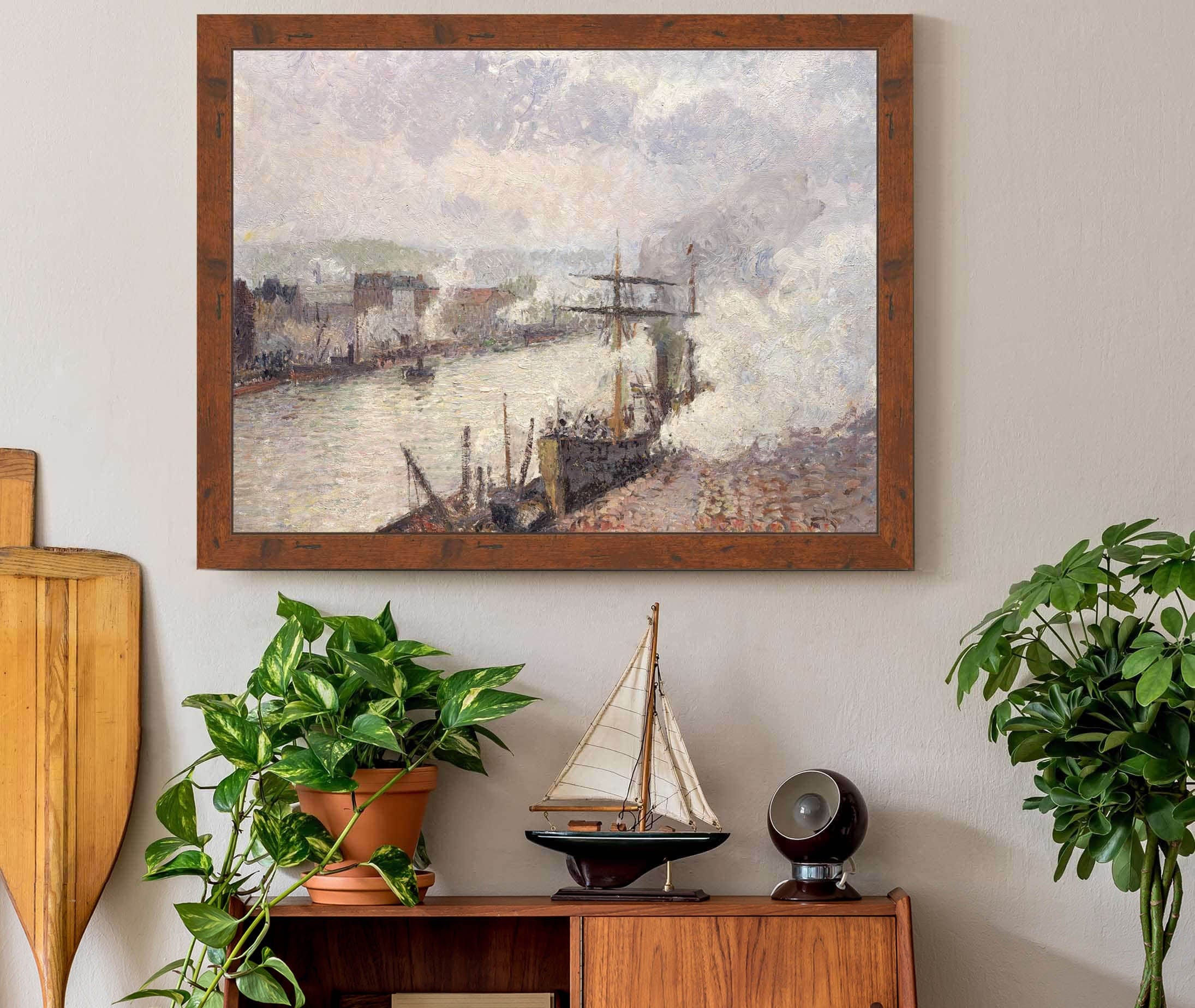 Steamboats In The Port Of Rouen by Camille Pissarro