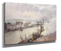 Steamboats In The Port Of Rouen by Camille Pissarro