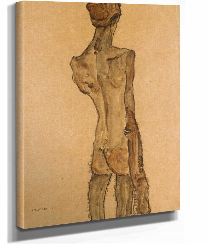 Stehender Mannlicher Ruckenakt Standing Male Nude Back View by Egon Schiele