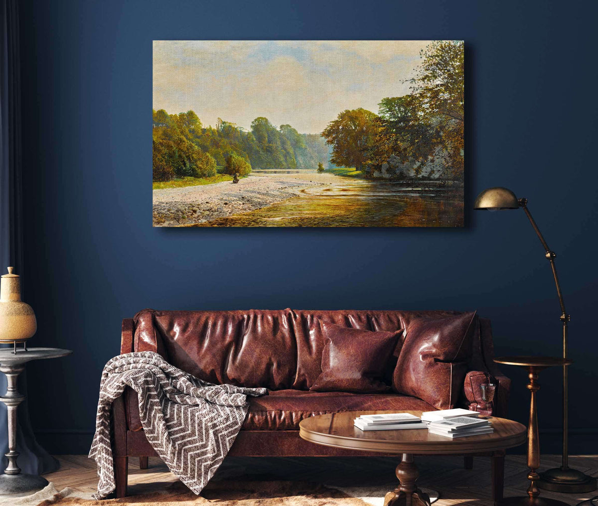 Stepping Stones Bolton Abbey by John Atkinson Grimshaw