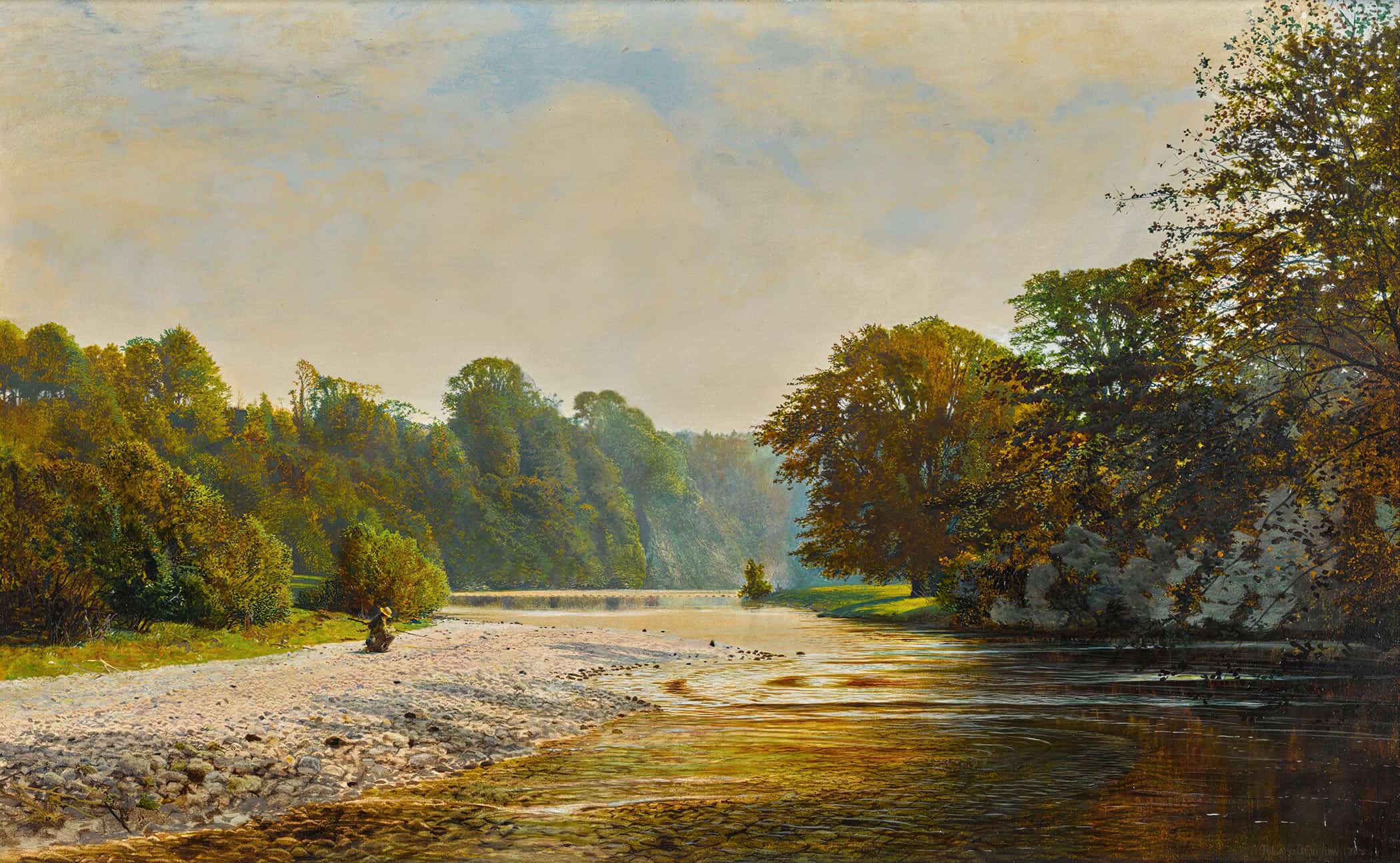 Stepping Stones Bolton Abbey by John Atkinson Grimshaw