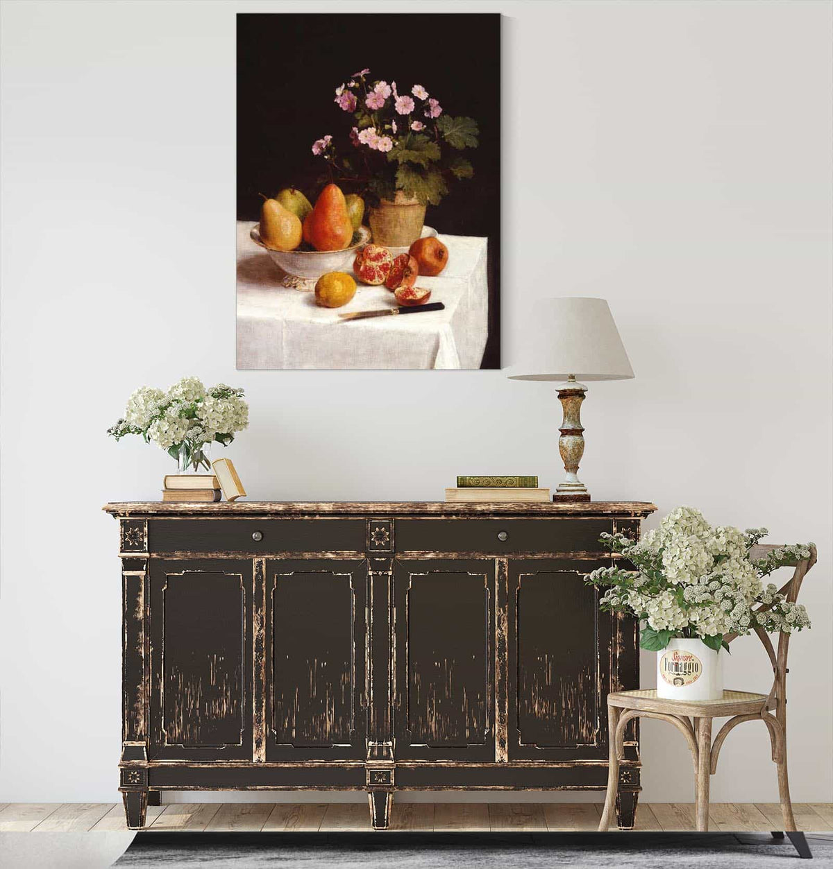 Still Life Primroses Pears And Promenates  by Henri Fantin Latour