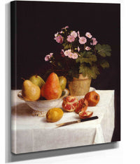 Still Life Primroses Pears And Promenates  by Henri Fantin Latour