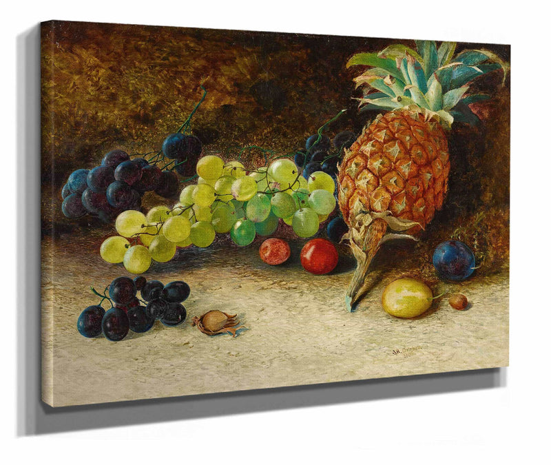 Still Life With A Pineapple Grapes Nuts And Plums by John Atkinson Grimshaw